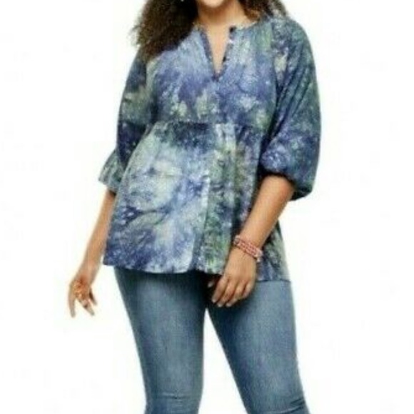 CAbi Tops - CABI style #5714 Woodstock tie dye linen blend oversized babydoll top size M